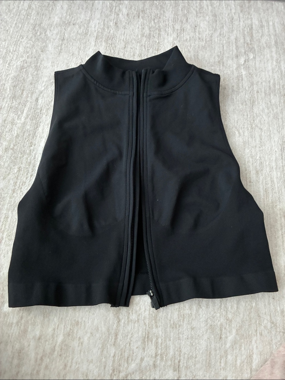 Fabletics Black High-Neck Zip Crop Top